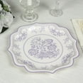 thumbnail image 1 of CUITING 25 Pack White Pink Paper Dessert Plates in Damask Floral Pattern  8” Round Disposable Salad Appetizer Plates with Scalloped Rims - 300 GSM, 1 of 10