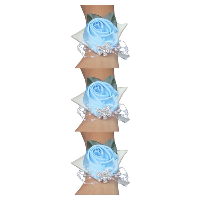 Toystoory Encantador ramillete de muñeca con rosa, accesorio hermoso y femenino, elástica ligera para bailes de graduación N4, azul claro Type1 NO1