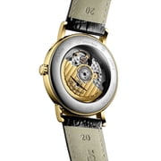 Longines Presence Automatic Yellow Gold PVD White Dial Black Leather Strap Date Mens Watch L4.921.2.11.2