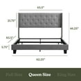 thumbnail image 6 of Lammaloe Queen Size Platform Bed Frame with Wingback Diamond Upholstered Headboard, Silver, Queen, 6 of 9