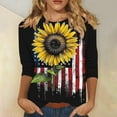thumbnail image 2 of Cavosen USA Shirt 3/4 Sleeve Crew Neck Dressy Patriotic Tee 250 Years Red White and Blue Graphic Shirt Summer Basic Tops, 2 of 5