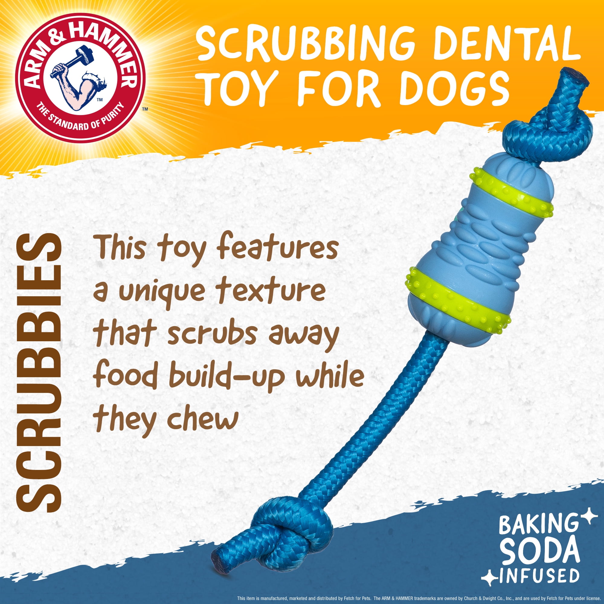 Arm & Hammer Scrubbies Throw N' Tug Adult Dental Dog Chew Toy Small
