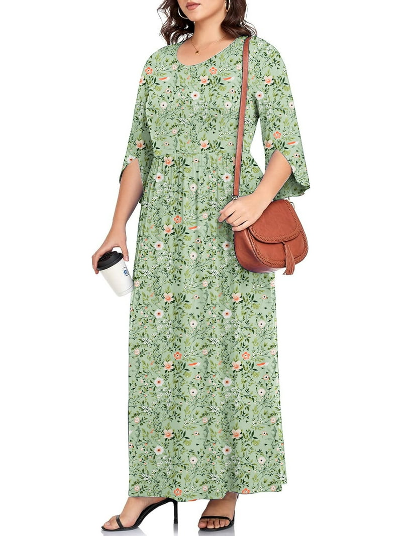 plus size dresses at walmart Junefish Women's 1X to 5X Crewneck Ruffle 3/4 Sleeve Casual Maxi Dress, Size: 2XL cousin core 🩵🛍️🎀 #family GO LIVE DATE: 04/02/2026 Casual dresses Size:2X 18-20 breathable polyester fabric with