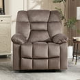 thumbnail image 4 of Bonzy Home Manual Recliner Chair — Single-Seat Reclining Sofa Chair with Wide Backrest & Overstuffed Headrest, Brown, 4 of 7