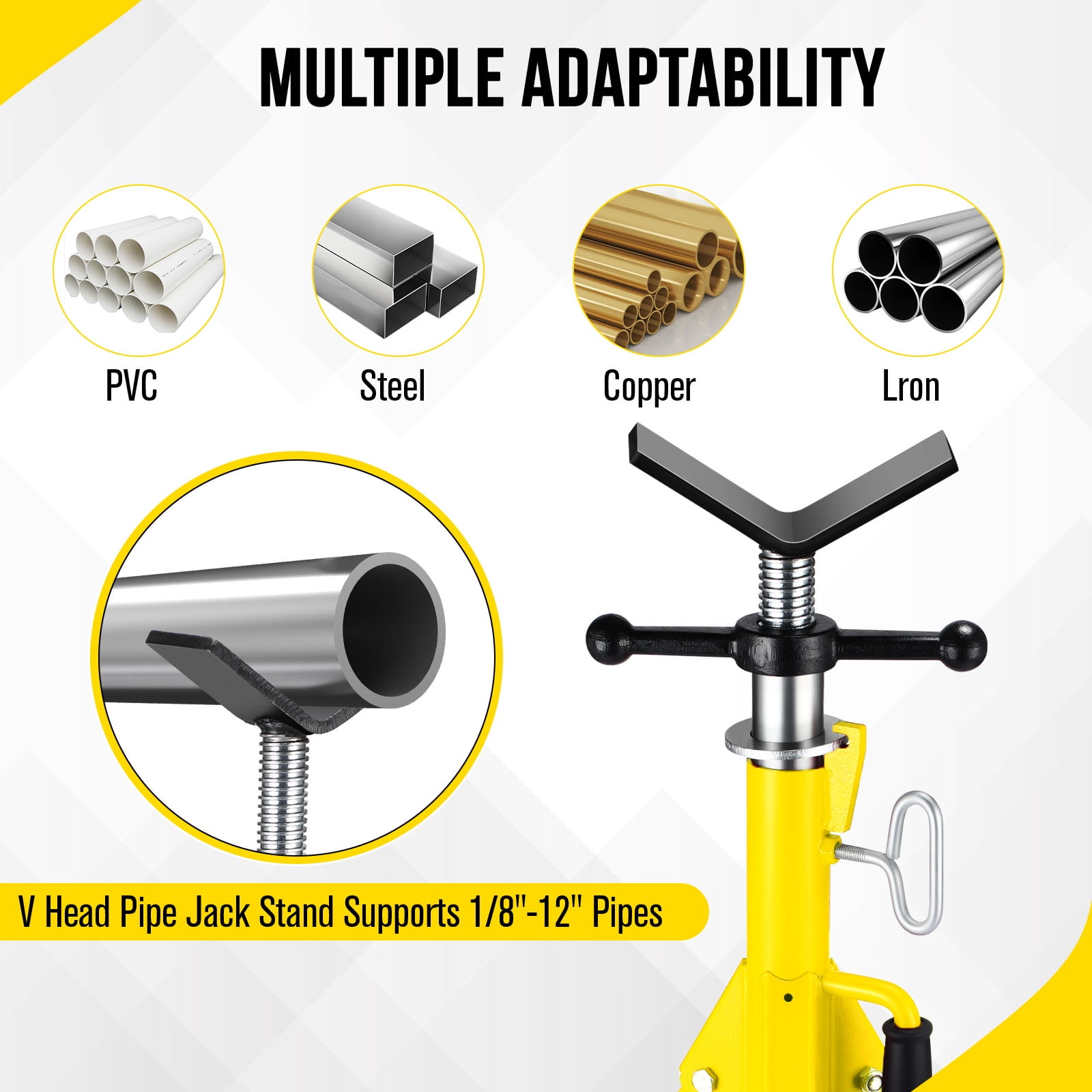 COZONY V-Head Pipe Jack Stand, 2500LB Adjustable 28"-52" Height w/ Folding Portable Pipe Stand for Welding