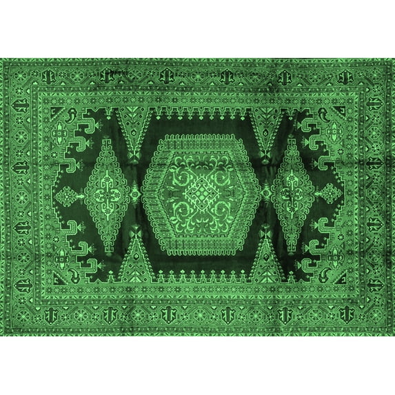 Ahgly Company Indoor Rectangle Persian Emerald Green Traditional Area Rugs, 8' x 10'