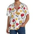 thumbnail image 3 of Xecao offers the Tulips Flowers for Men's Casual Short-sleeved Shirt, a button-up collared shirt with a pocket, perfect for beach vacations and yacht travel in the Medium size., 3 of 7