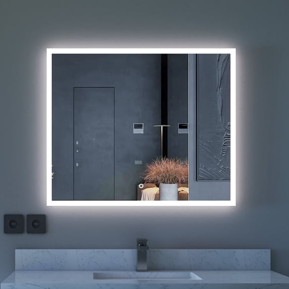 Sinber Wall Mounted Makeup LED Bathroom Vanity Mirror with Lights Backlit and Anti-Fog (36 x 30)