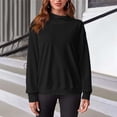 thumbnail image 5 of Sevevn Women Mock Neck Sweatshirt Long Sleeve Pullover Casual Loose Fit Fleece Tops Soft Comfy Fall Winter Warm Solid Color Blouse Black XXL, 5 of 9
