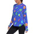 thumbnail image 2 of FORMRS Womens Long Sleeve Shirts UPF 50+ Sun Protection Quick Dry Fishing Hiking Tops, Size S-2XL, Colorful Cartoon Planets, 2 of 8