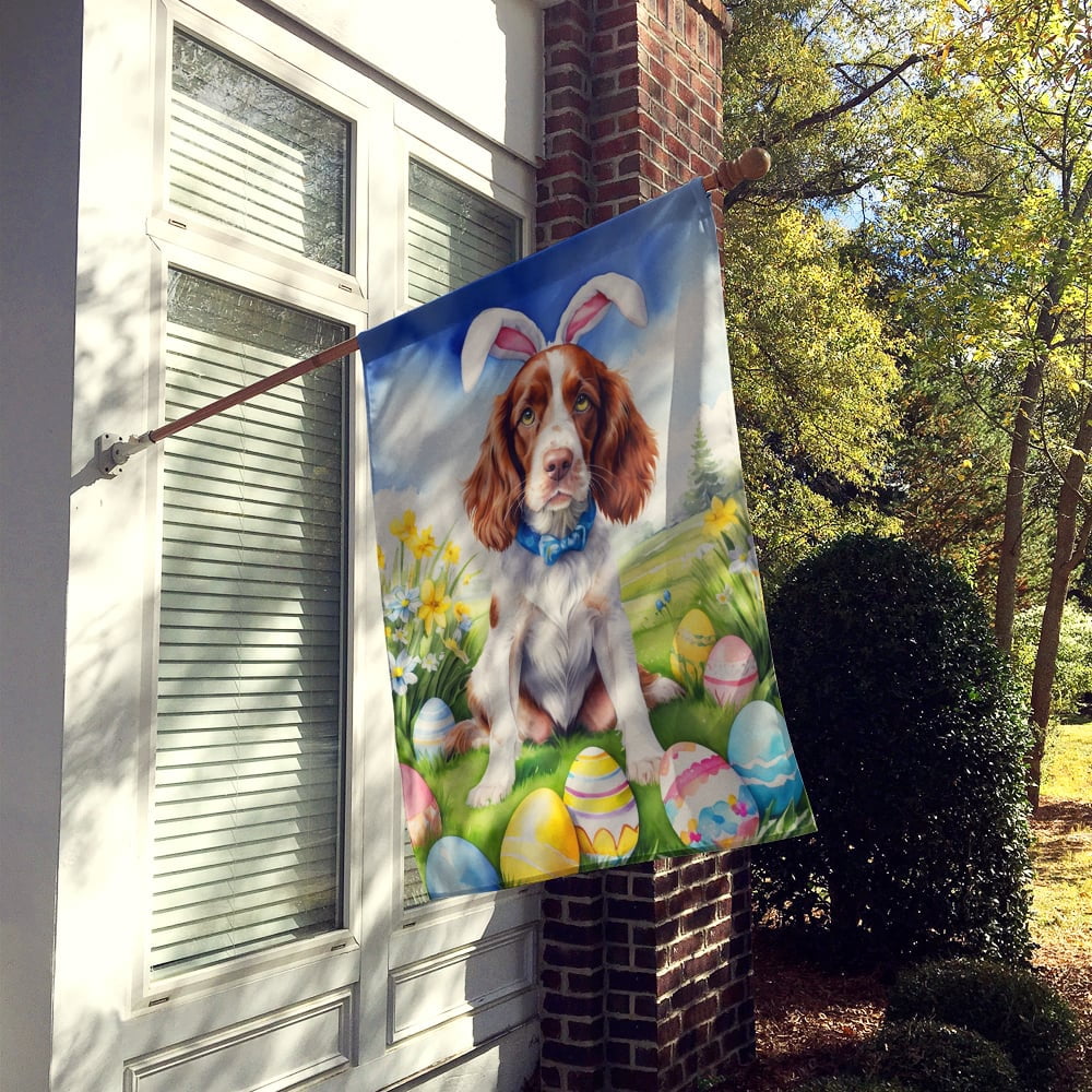 Welsh Springer Spaniel Easter Egg Hunt House Flag 28 in x 40 in