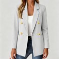 thumbnail image 6 of ZsaeSM Blazers for Women Lapel Double Breasted Classic Blazer Business Casual Long Sleeve Suit Jacket Fall Winter Open Front Jackets White 3XL, 6 of 6
