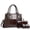 F137Coffee, variant on Women's Fashion Handbag Set 3 PCS Crocodile Pattern Top-handle Satchel with Clutch & Wristlet PU Leather Shoulder Bag for Work