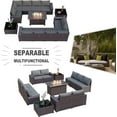 thumbnail image 6 of Gotland 13 Pieces Outdoor PE Rattan Wicker Patio Furniture Set with 43" Fire Pit Table Outdoor Steel, 6 of 8