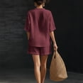 thumbnail image 6 of Mifsaly 2 Piece Short Sets for Women Summer Casual Vacation Linen Matching Outfits V Neck Tunic Top and Shorts with Pockets White,L, 6 of 6