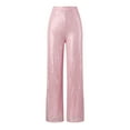 thumbnail image 5 of Women's Fashion Casual Sequined Pants, Sparkling High Waist, Wide Leg Flared Trousers, Shiny Loose Fit, Elastic Side Zipper, 5 of 9