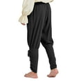thumbnail image 3 of Ponceau Mens Pirate Pants Ankle Banded Renaissance Pants Medieval Viking Navigator Pants Halloween Pirate Costume with Drawstrings Black X-Large, 3 of 7