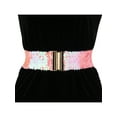 thumbnail image 4 of INSPIRE CHIC Women‘’s Elastic Waist Belt Sequins Decor Metal Interlock Buckles Belts for Dresses Pink, 4 of 5