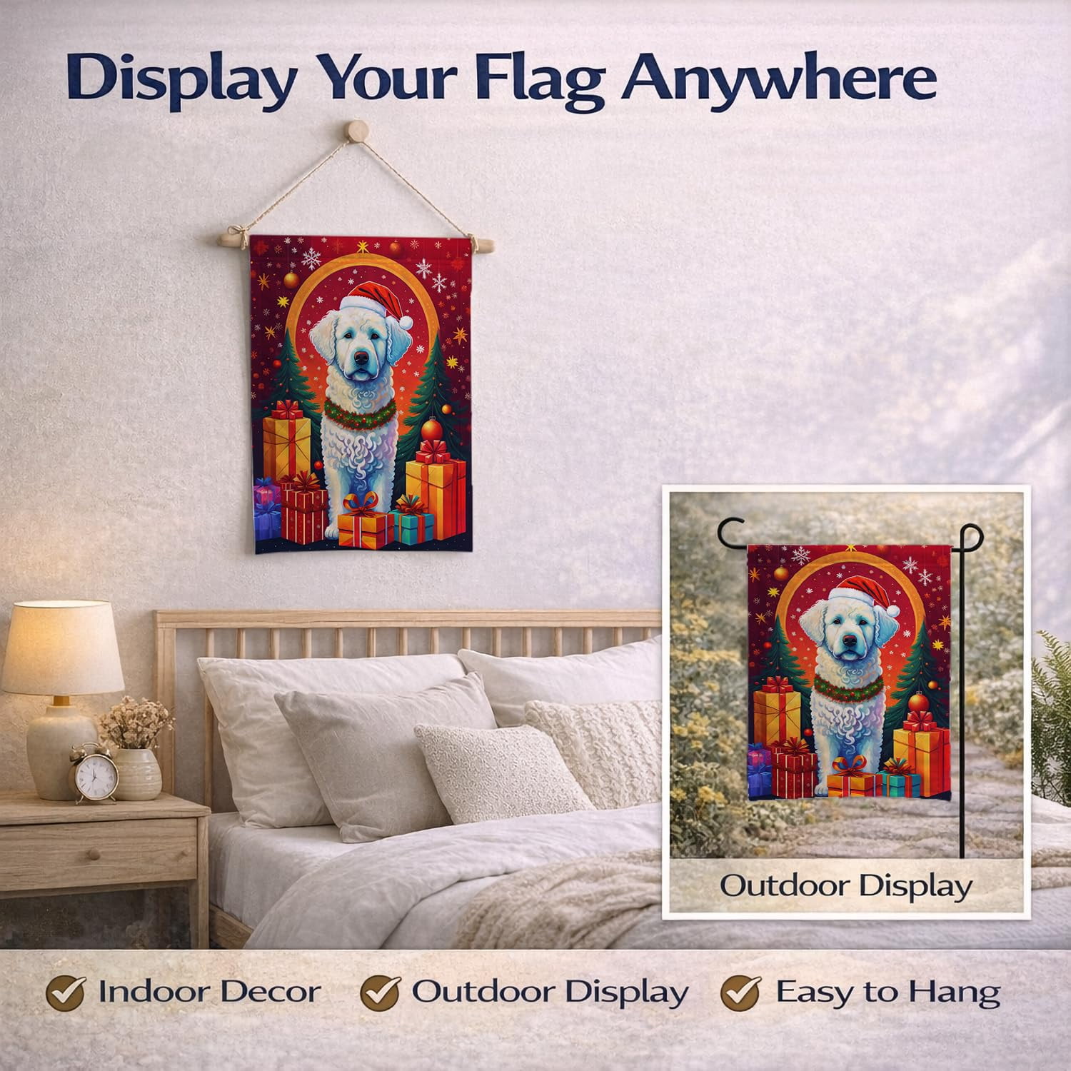 Kuvasz Holiday Christmas Garden Flag 11.25 in x 15.5 in