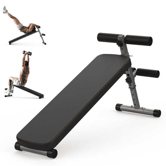 Finer Form Gym-Quality Adjustable Sit Up Ab Bench & Decline Weight Bench for Home Gym Strength Training. Supports 660lbs.