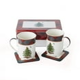 thumbnail image 3 of Spode Christmas Tree Tartan Mug & Coaster Set with Tin Box (5-Piece Set) - Festive Holiday Gift Set for Coffee Lovers - Elegant Porcelain Mugs and Cork-Backed Coasters - Dishwasher & Microwave Safe, 3 of 7