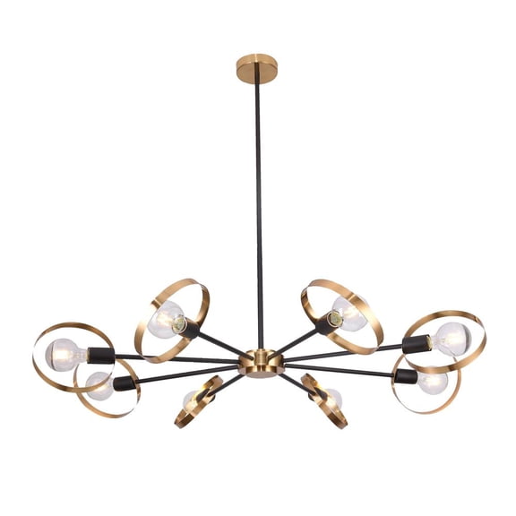 Bethel International Chandelier Black & Brushed Brass Metal