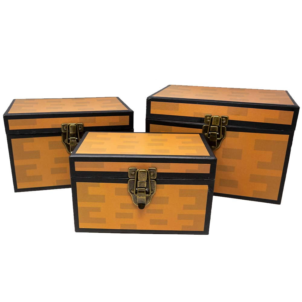 Pixel Treasure Chest Paperboard Boxes Set of 3 Decoration for Video