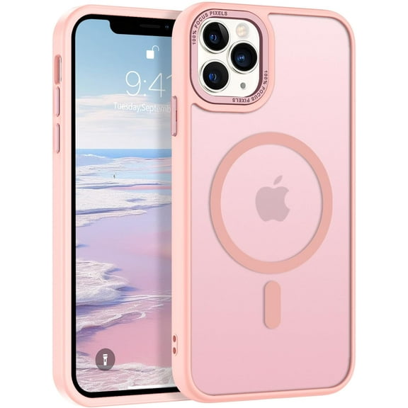 for iPhone 11 Pro Case [Compatible with Magsafe] Translucent Matte Magnetic iPhone 11 Pro Phone Case Slim Shockproof Bumper Women Men Protective Cases Cover for iPhone 11 Pro 5.8" 2019, Pink