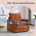thumbnail image 2 of 360°Swivel Accent Chair, Upholstered 28''W Oversized Armchair, PAPROOS Barrel Chair Reading Armchair with Side Pockets & Cushion, Modern Accent Chair with Metal Base for Living Room Bedroom, Brown, 2 of 8