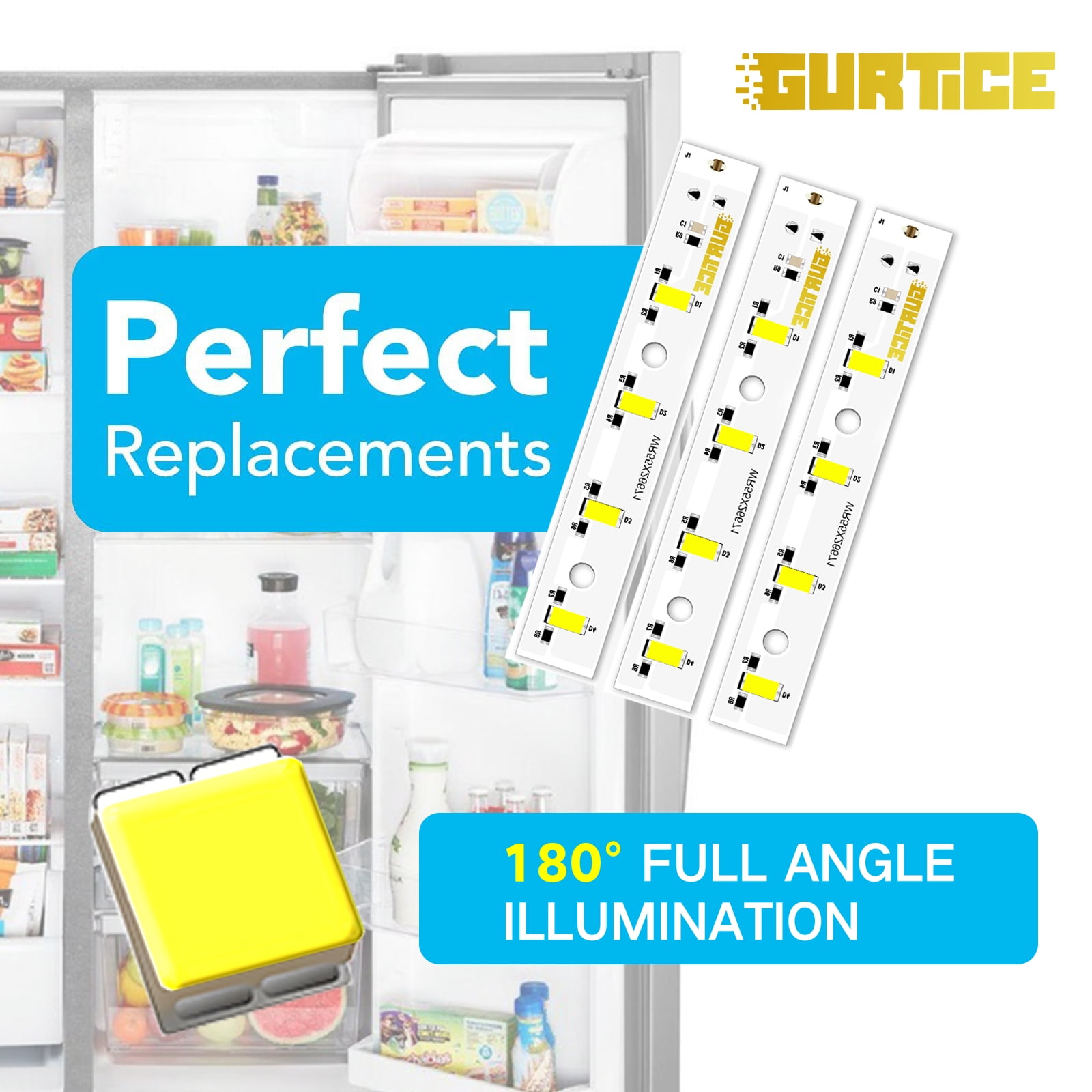 New Upgraded 4 Pack WR55X26671 PS11767930 AP6035586 Led Light Board Compatible for GE Refrigerator Replace 4468532 EAP11767930 LED3344588