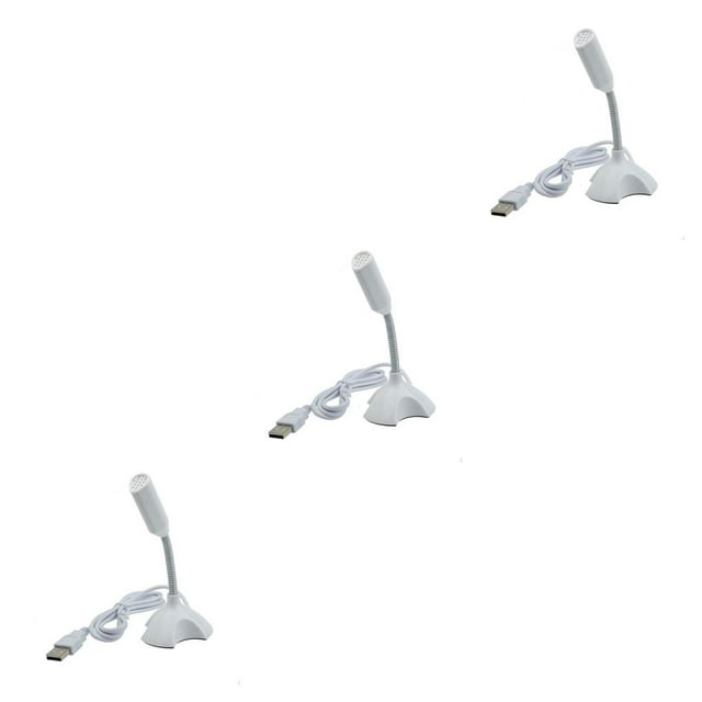 stanreset Support Micro USB Universel Convient à PC Ordinateur de Bureau Portable Mini Microphone de Bureau Blanc Ensemble de 3