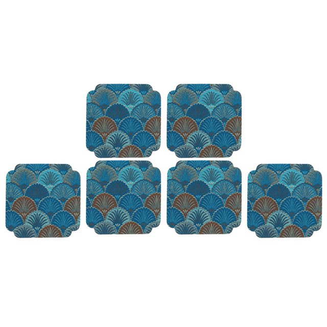 Japanese Style Embroidered Coaster Set, 6PCS Heat Insulated Cup Mat, Desktop Decoration for Home Kitchen, Dining Table, Coffee Shop, Restaurant
