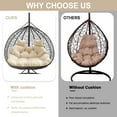 thumbnail image 5 of Waterproof 2-Seater Swing Egg Chair Cushion Replacement [Cushion Only] Double Swing Chair Cushion Waterproof Thicken Hanging Basket Seat Cushion 2 Seater Chairs Cushions for Outdoor, 5 of 8
