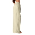 thumbnail image 2 of Pants Women Women Ice Silk Linen Blend Solid Color Wide Straight Leg Casual Pants Loose High Waist Trousers, 2 of 8