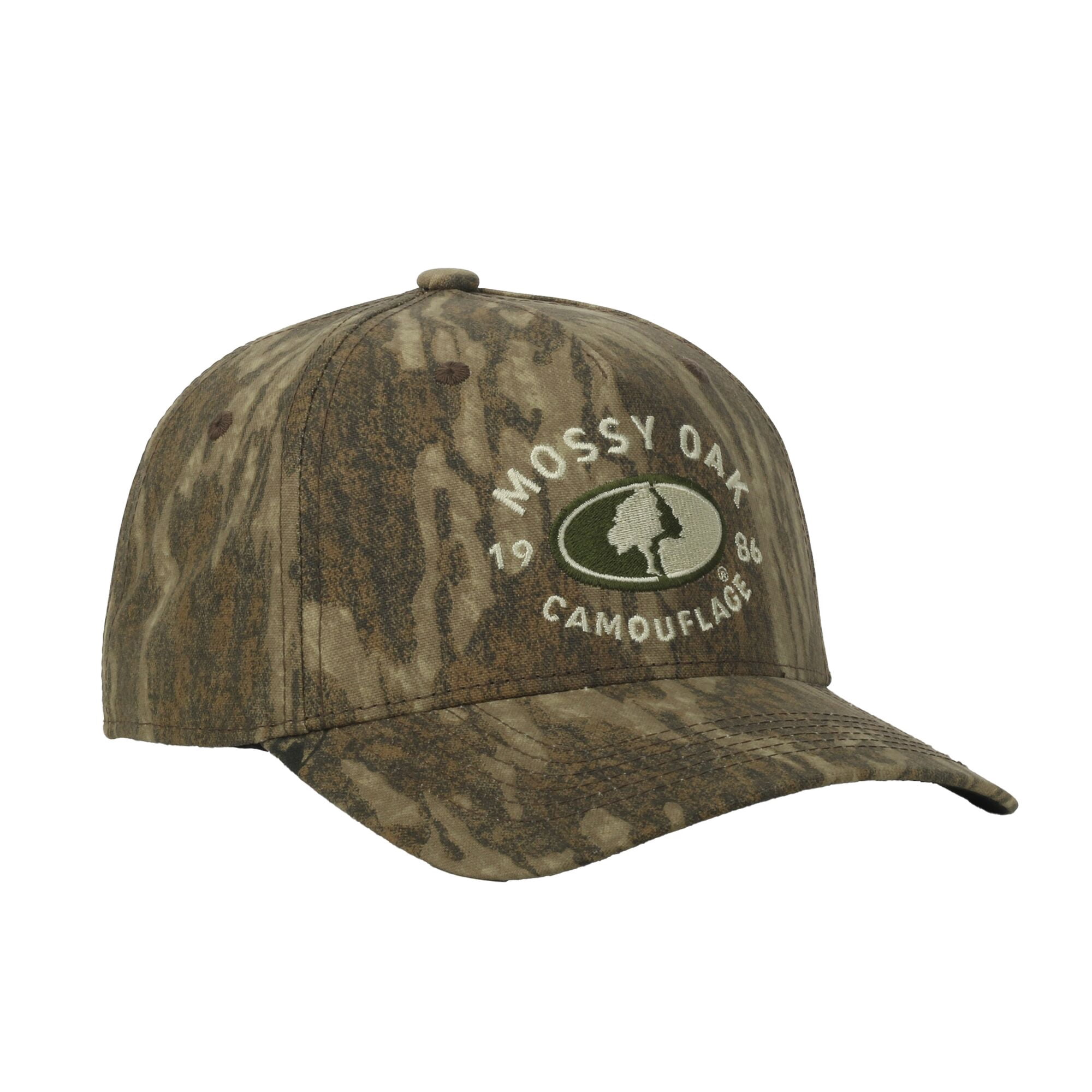 Mossy Oak® New Bottomland Camo 5-Panel Cap – Structured, Embroidered, Snapback, One Size