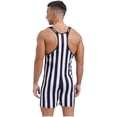 thumbnail image 4 of Zaldita Men's Striped Sleeveless Boxer Shorts Leotard Deep U Neck Racerback Slim Fit Rompers Black L, 4 of 6