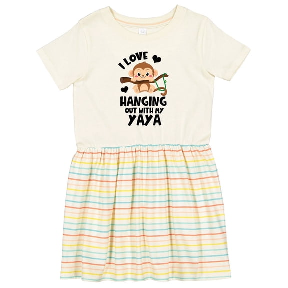 Inktastic Monkey I Love Hanging out with My Yaya Girls Toddler Dress