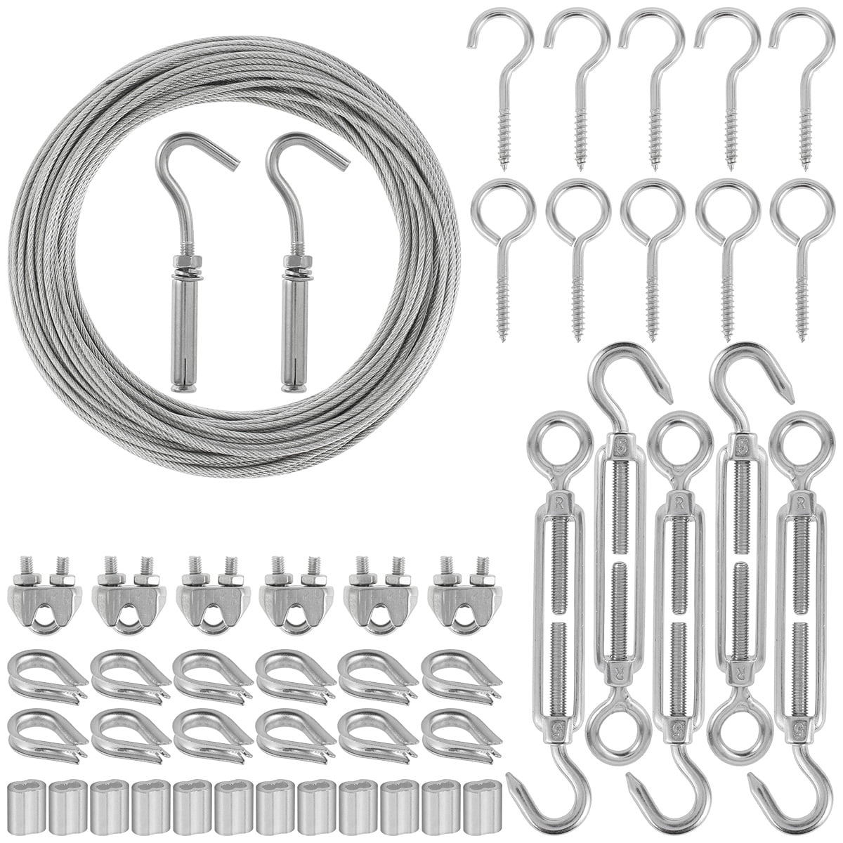 Ghopy 48Pcs Wire Rope Pergola Kit 100ft Stainless Steel Turnbuckle Wire