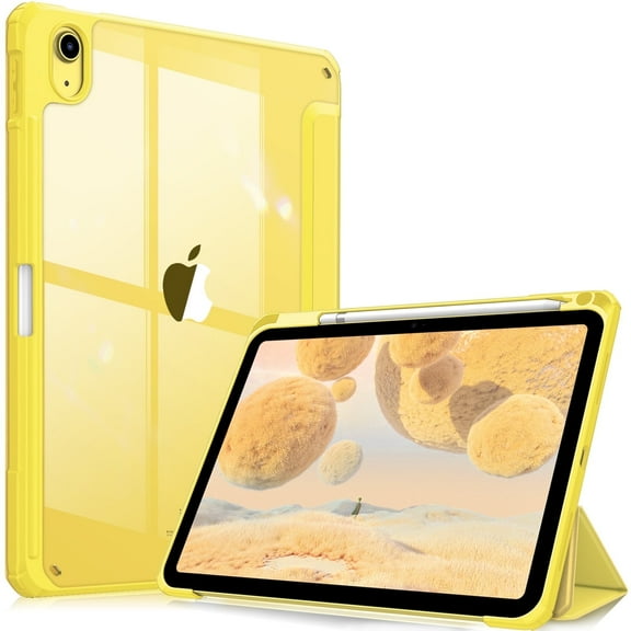 Fintie Hybrid Slim Case for iPad (A16) 11th Generation 11 Inch (2025), iPad 10th Generation 10.9 Inch (2022), with Clear Transparent Back, Yellow