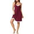 thumbnail image 2 of Unique Bargains Women's Pajama V Neck Lace Sexy Nightdress Stretchy Lounge Dress, 2 of 5