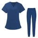 thumbnail image 2 of Conjunto de uniformes médicos para hombre y mujer, uniformes de trabajo de enfermera, ropa de trabajo, camisetas con cuello en V y pantalones deportivos para azul, 2 of 8