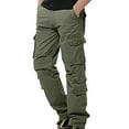 thumbnail image 1 of PEASKJP Pantalon Cargo Classique pour Hommes Mode Long Pantalon de Randonnée en Coton pour Hommes Tenue Décontractée Sports de Basketball en Plein Air, Vert 36, 1 of 2