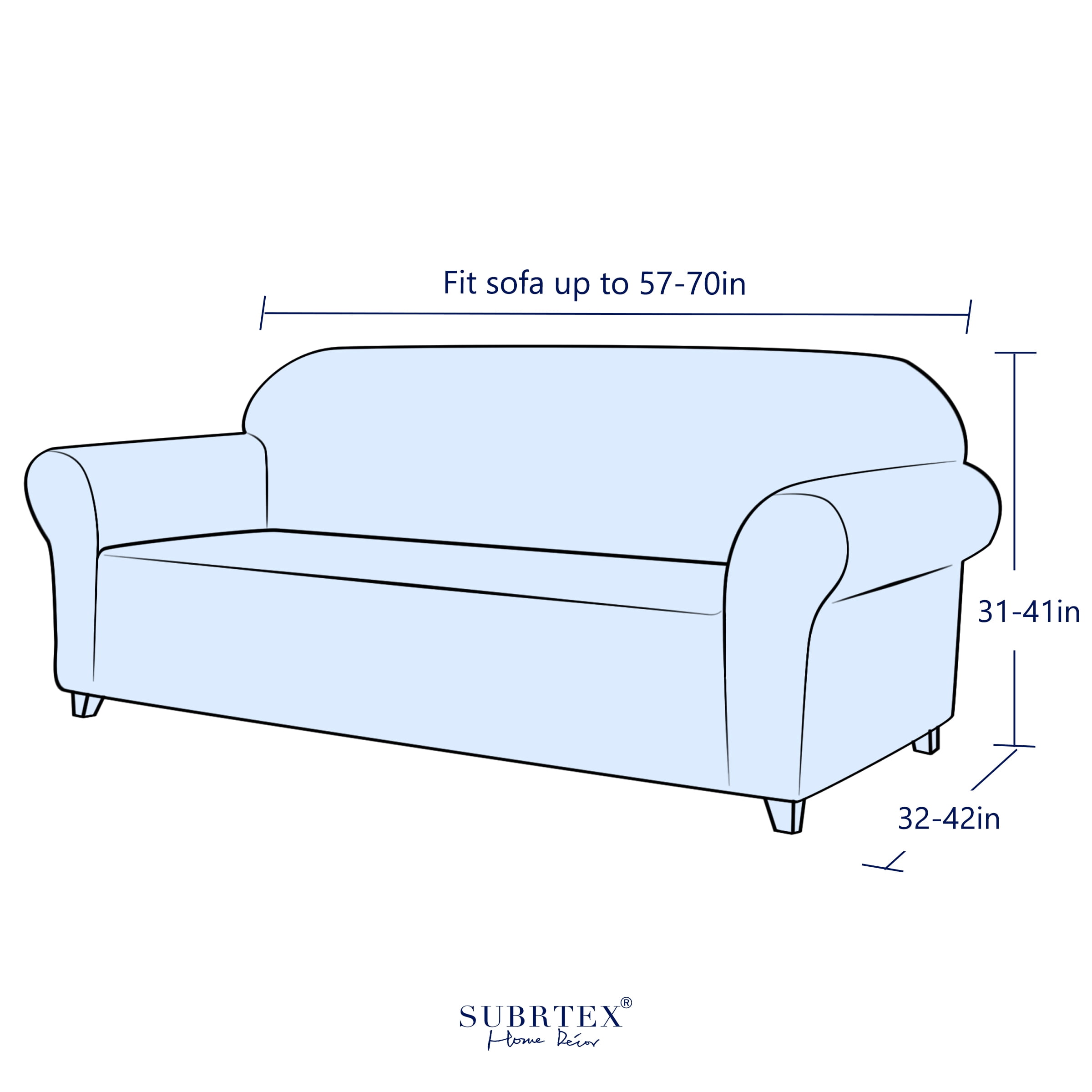 Subrtex Solid Print Polyester Loveseat Slipcover, Ivory