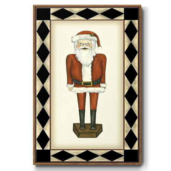 Jolly Santa - Framed Gallery Wrapped Holiday Canvas - 17 x 25 - Rosewood Frame