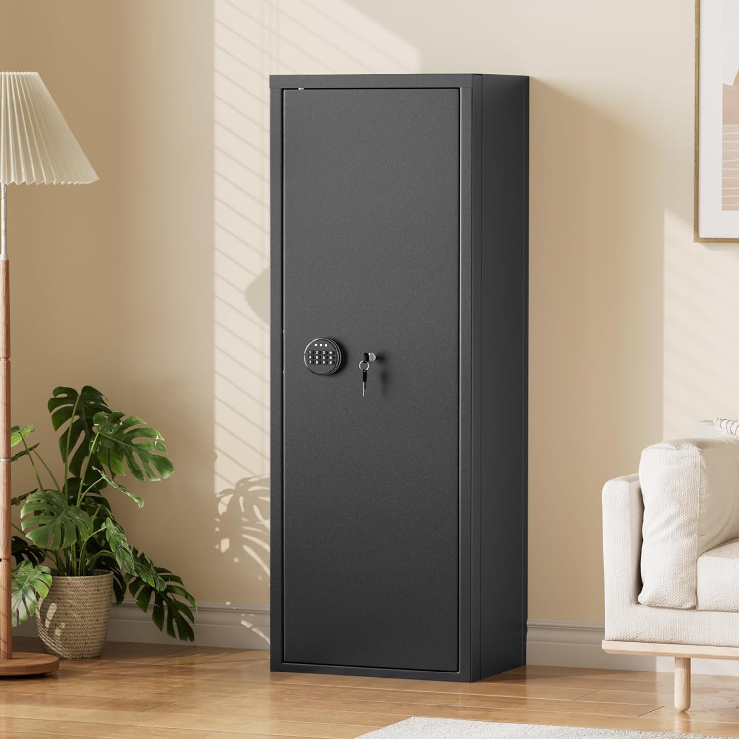 SUNCROWN Quick Access Weapon Safe with Adjustable Shelf and Keyboard lock, lockable cabinet with safe pocket