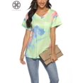 thumbnail image 4 of Luxtrada Plus Size Womens Summer Short Sleeve V Neck T-Shirt Tops Blouse Ladies Casual Loose Oversized Gradient Print T Shirts-2XL, 4 of 8