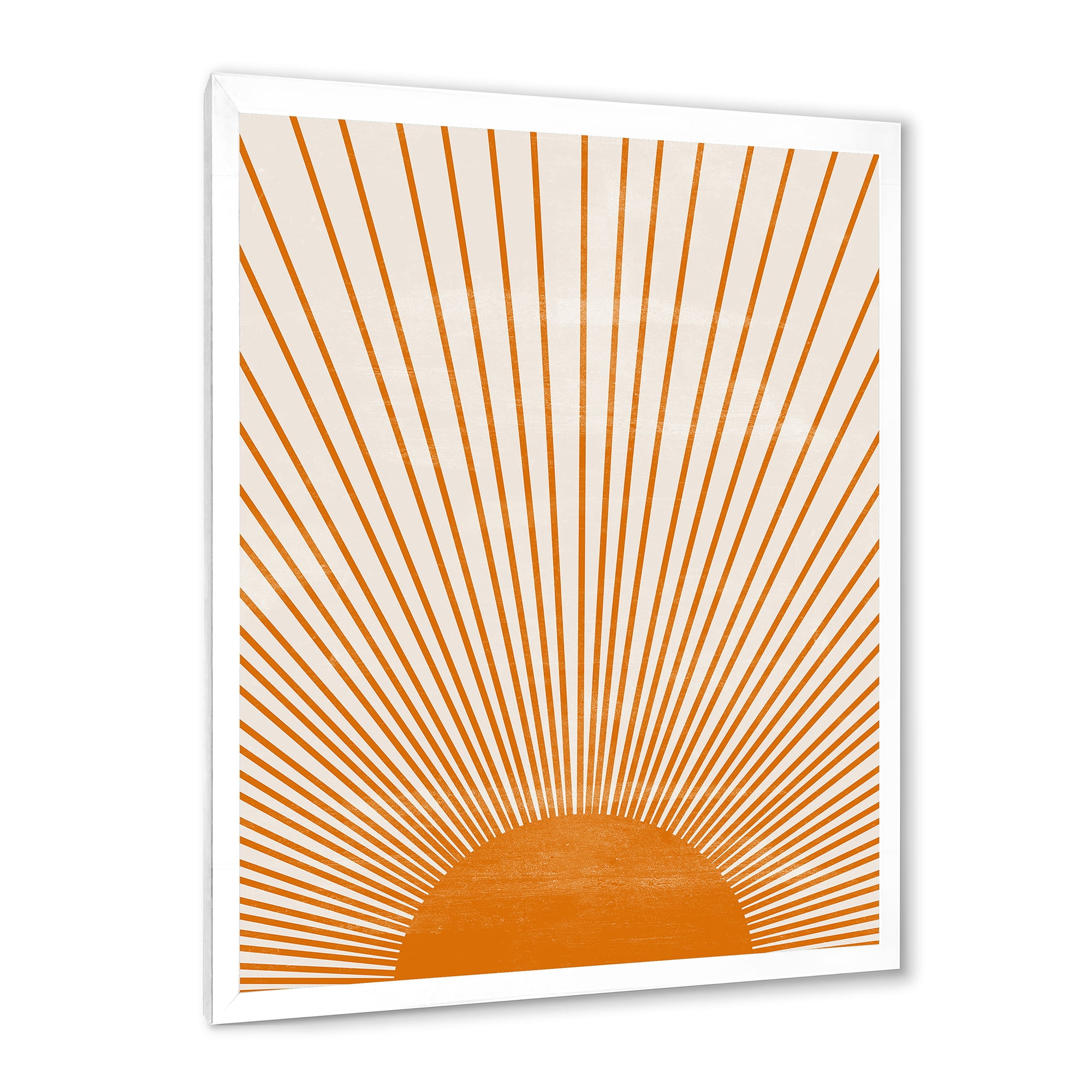 Designart 'Orange Sun Print On Beige III' Modern Framed Art Print