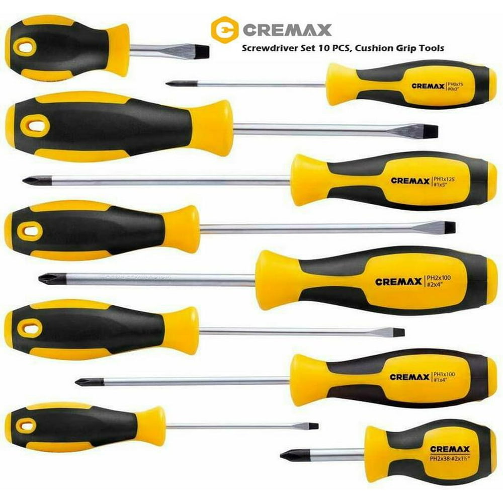 Cremax Screwdriver Set 10 PCS, Cushion Grip Tools , CMTH007