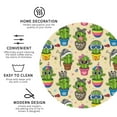 thumbnail image 3 of Lsque Cute Cartoon Cactus Pattern 4" Drink Coasters Set of 4, PVC Leather Absorbent Coasters, Table Coaster Set Decorative Coffee Cup Coasters Housewarming Gift -Round Shape, 3 of 6