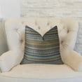 thumbnail image 2 of Plutus Zipline Navy Blue and Taupe Handmade Luxury Pillow 26"L x26"W, 2 of 3